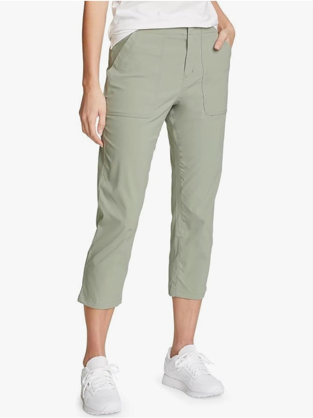 NWT Eddie Bauer Horizon Crop Capris Light Sage Green UPF 50+ Stretch Hiking 16